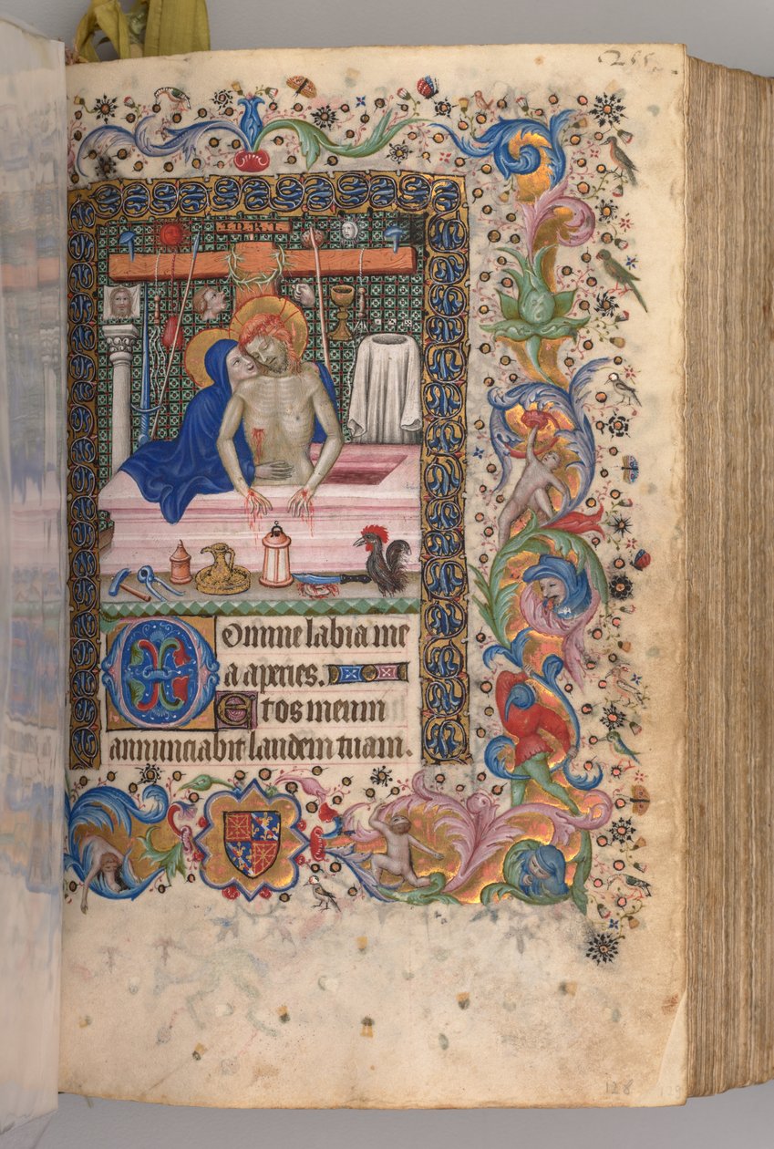 Horas de Carlos Nobre, rei de Navarra 1361-1425: fol. 128r, Homem das Dores, c. 1405 de Master of the Brussels Initials and Associates