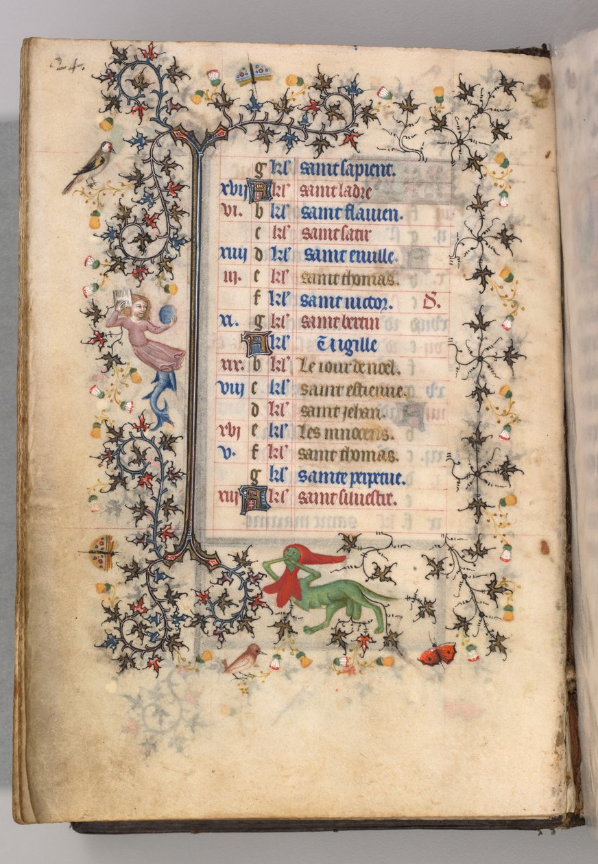 Horas de Carlos Nobre, rei de Navarra 1361-1425: fol. 12v, dezembro, c. 1405 de Master of the Brussels Initials and Associates