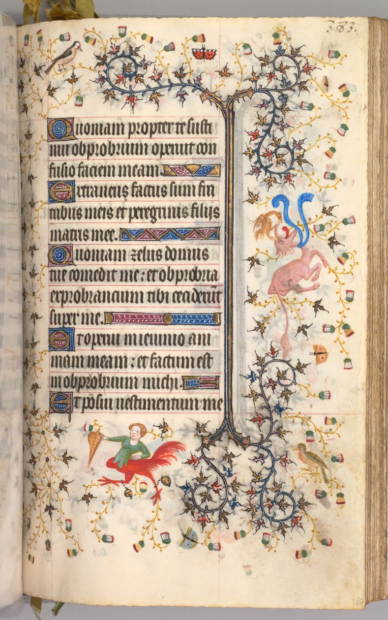 Horas de Carlos Nobre, rei de Navarra 1361-1425: fol. 187r, Texto, c. 1405 de Master of the Brussels Initials and Associates