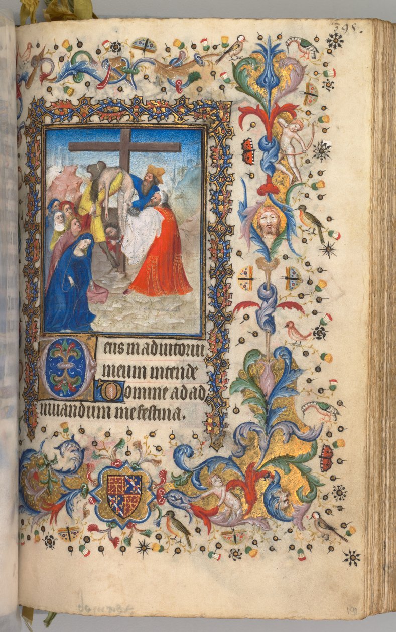 Horas de Carlos Nobre, rei de Navarra 1361-1425: fol. 192r, Descida da Cruz, c. 1405 de Master of the Brussels Initials and Associates