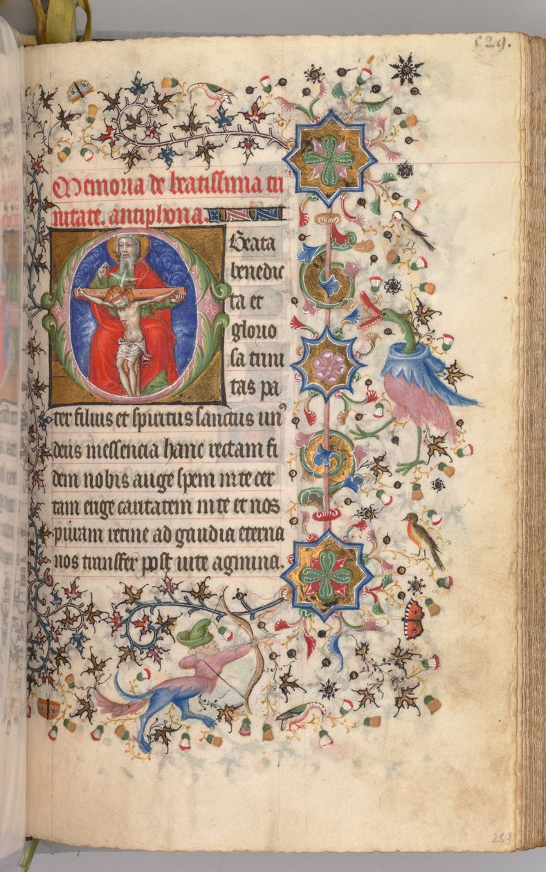 Horas de Carlos Nobre, rei de Navarra 1361-1425: fol. 259r, A Trindade, c. 1405 de Master of the Brussels Initials and Associates
