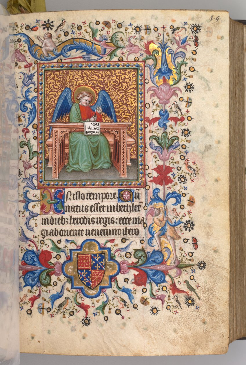 Horas de Carlos Nobre, rei de Navarra 1361-1425: fol. 25a, São Mateus, c. 1405 de Master of the Brussels Initials and Associates