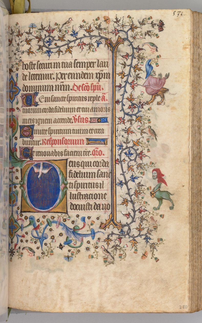 Horas de Carlos Nobre, rei de Navarra 1361-1425: fol. 260r, Espírito Santo, c. 1405 de Master of the Brussels Initials and Associates