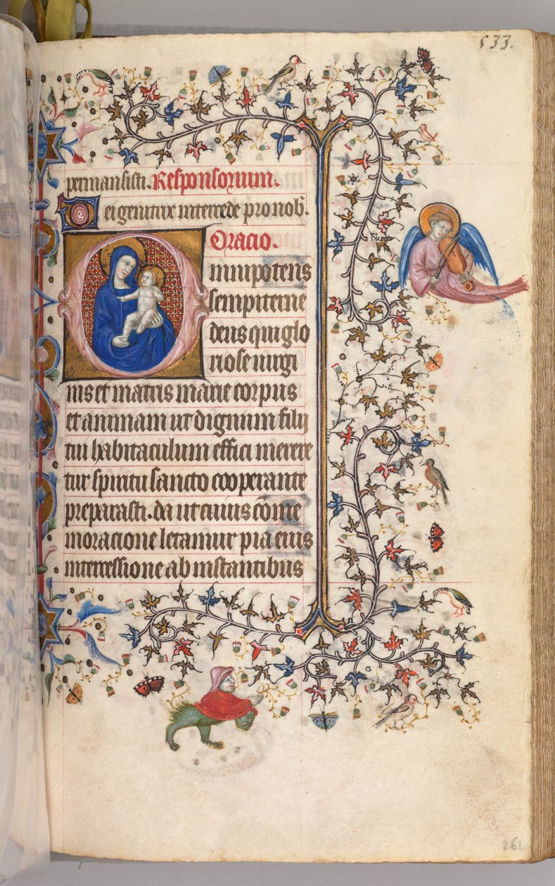 Horas de Carlos Nobre, rei de Navarra 1361-1425: fol. 261r, Virgin and Child, c. 1405 de Master of the Brussels Initials and Associates