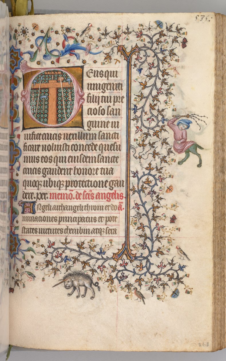 Horas de Carlos Nobre, rei de Navarra 1361-1425: fol. 262r, Instrumentos da Paixão, c. 1 de Master of the Brussels Initials and Associates