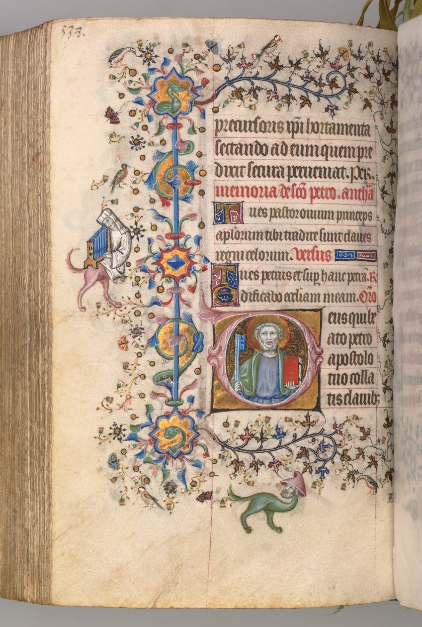 Horas de Carlos Nobre, rei de Navarra 1361-1425: fol. 263r, São Pedro, c. 1405 de Master of the Brussels Initials and Associates