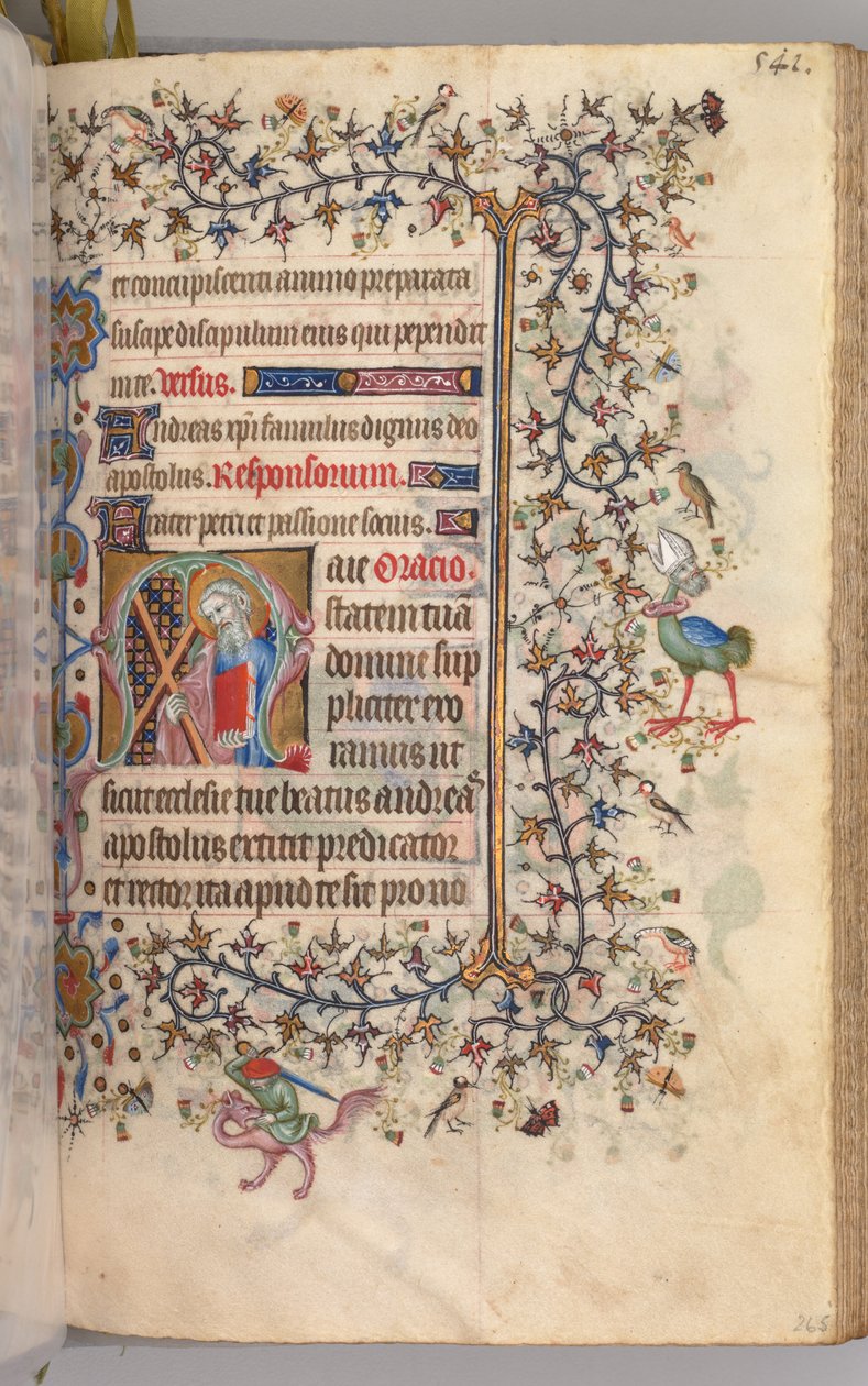 Horas de Carlos Nobre, rei de Navarra 1361-1425: fol. 265r, St. Andrew, c. 1405 de Master of the Brussels Initials and Associates
