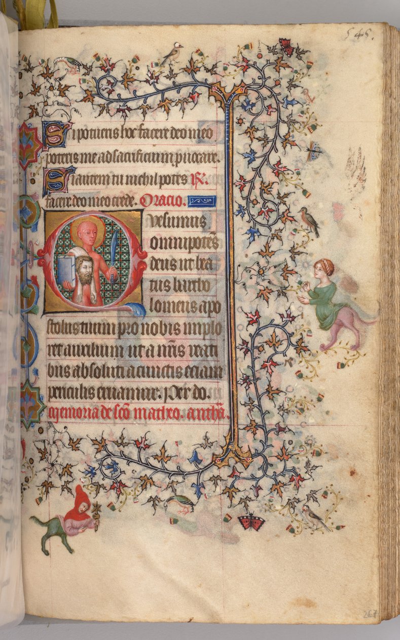 Horas de Carlos Nobre, rei de Navarra 1361-1425: fol. 267r, São Bartolomeu, c. 1405 de Master of the Brussels Initials and Associates