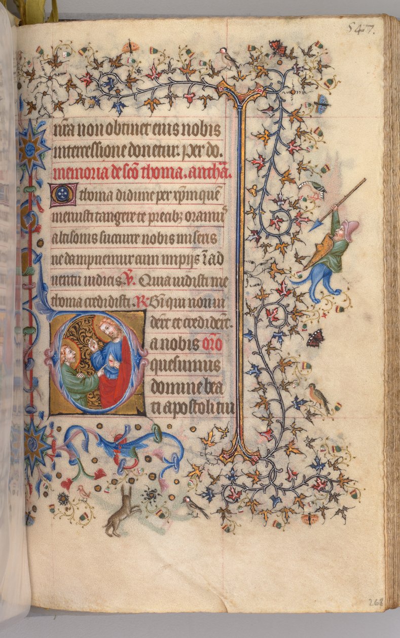 Horas de Carlos Nobre, rei de Navarra 1361-1425, fol. 268r, St. Thomas, c. 1405 de Master of the Brussels Initials and Associates