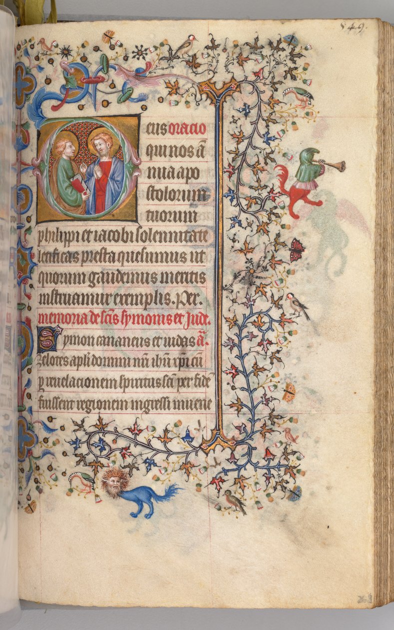 Horas de Carlos Nobre, rei de Navarra 1361-1425, fol. 269r, SS. Philip e James, c. 1405 de Master of the Brussels Initials and Associates