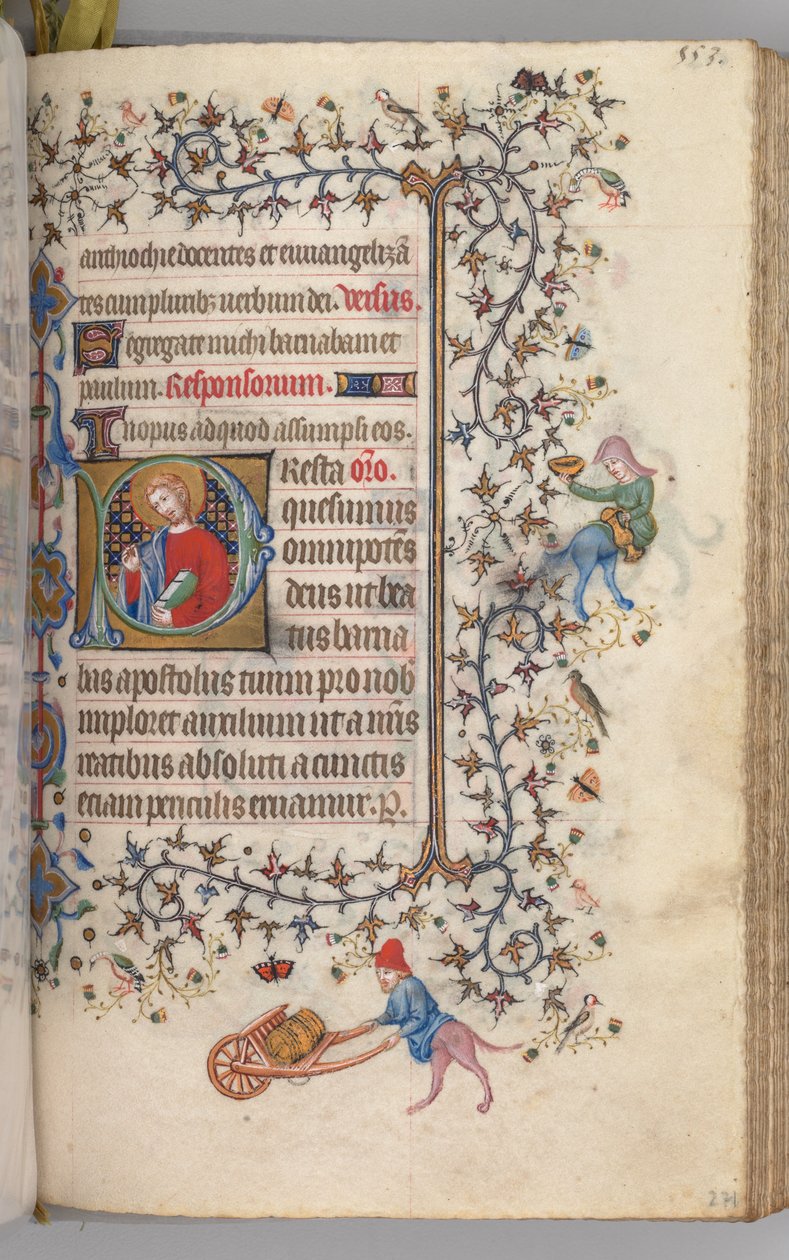 Horas de Carlos Nobre, rei de Navarra 1361-1425, fol. 271r, St. Barnabus, c. 1405 de Master of the Brussels Initials and Associates