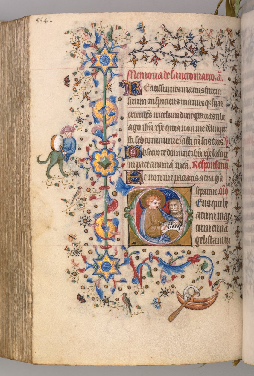 Horas de Carlos Nobre, rei de Navarra 1361-1425, fol. 271v, São Marcos, c. 1405 de Master of the Brussels Initials and Associates