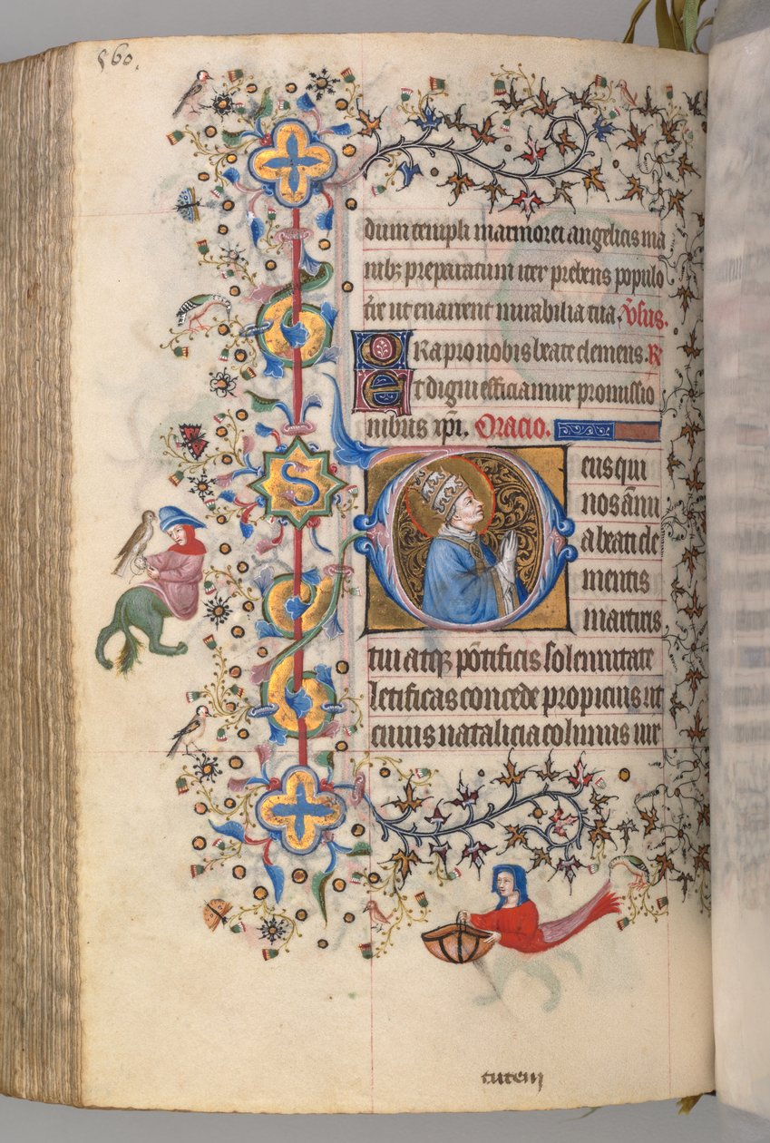 Horas de Carlos Nobre, rei de Navarra 1361-1425, fol. 274v, São Clemente, c. 1405 de Master of the Brussels Initials and Associates
