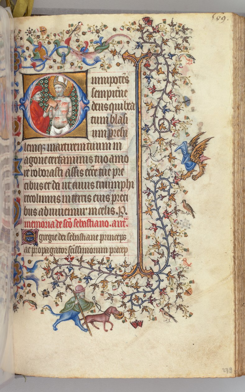 Horas de Carlos Nobre, rei de Navarra 1361-1425, fol. 279r, St. Basins, c. 1405 de Master of the Brussels Initials and Associates
