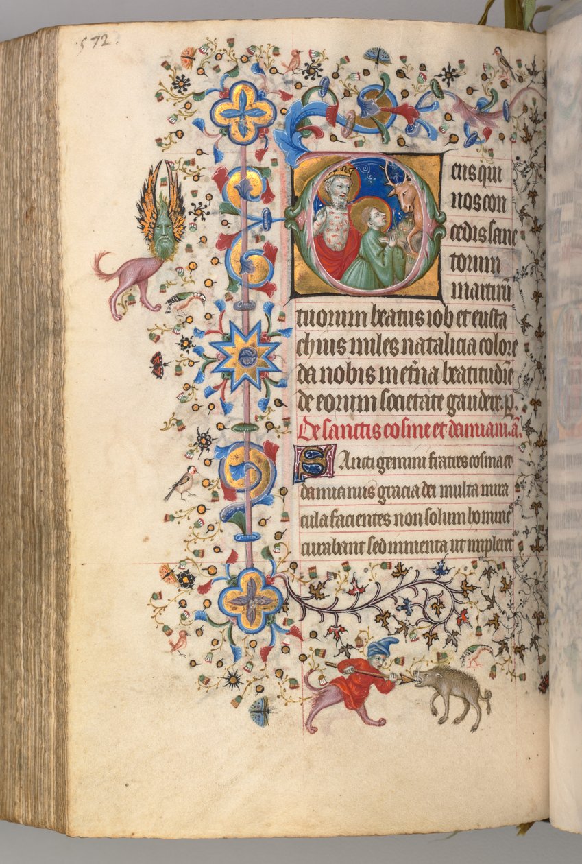 Horas de Carlos Nobre, rei de Navarra 1361-1425, fol. 280v, SS. Jó e Eustace, c. 1405 de Master of the Brussels Initials and Associates