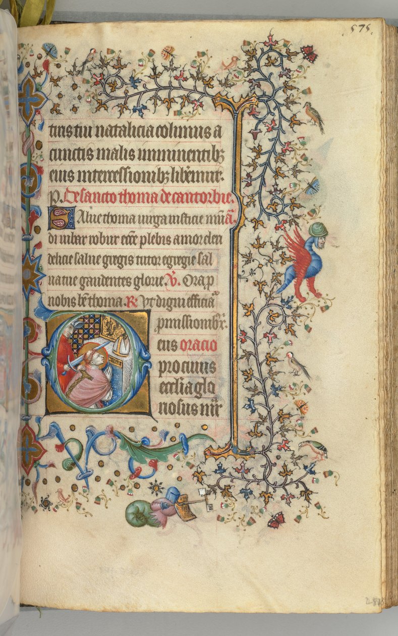 Horas de Carlos Nobre, rei de Navarra 1361-1425, fol. 282r, St. Thomas à Becket, c. 1405 de Master of the Brussels Initials and Associates