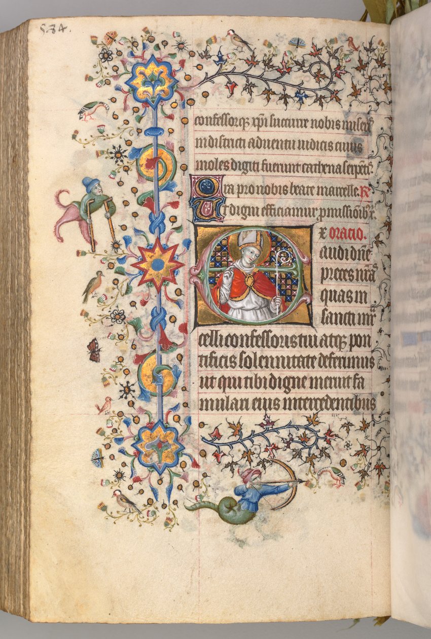 Horas de Carlos Nobre, rei de Navarra 1361-1425, fol. 286v, St. Marcel, c. 1405 de Master of the Brussels Initials and Associates