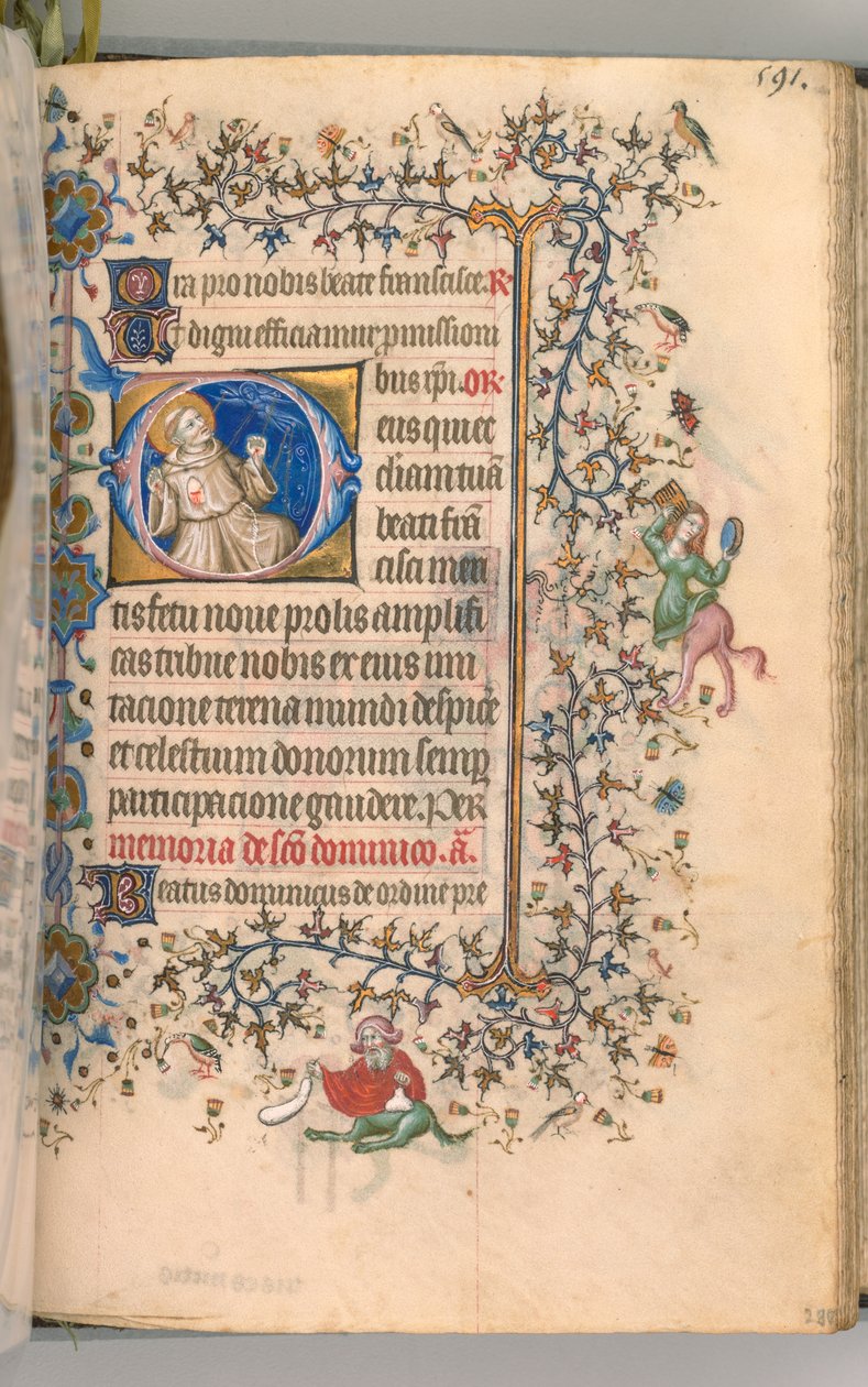 Horas de Carlos Nobre, rei de Navarra 1361-1425, fol. 290r, São Francisco, c. 1405 de Master of the Brussels Initials and Associates