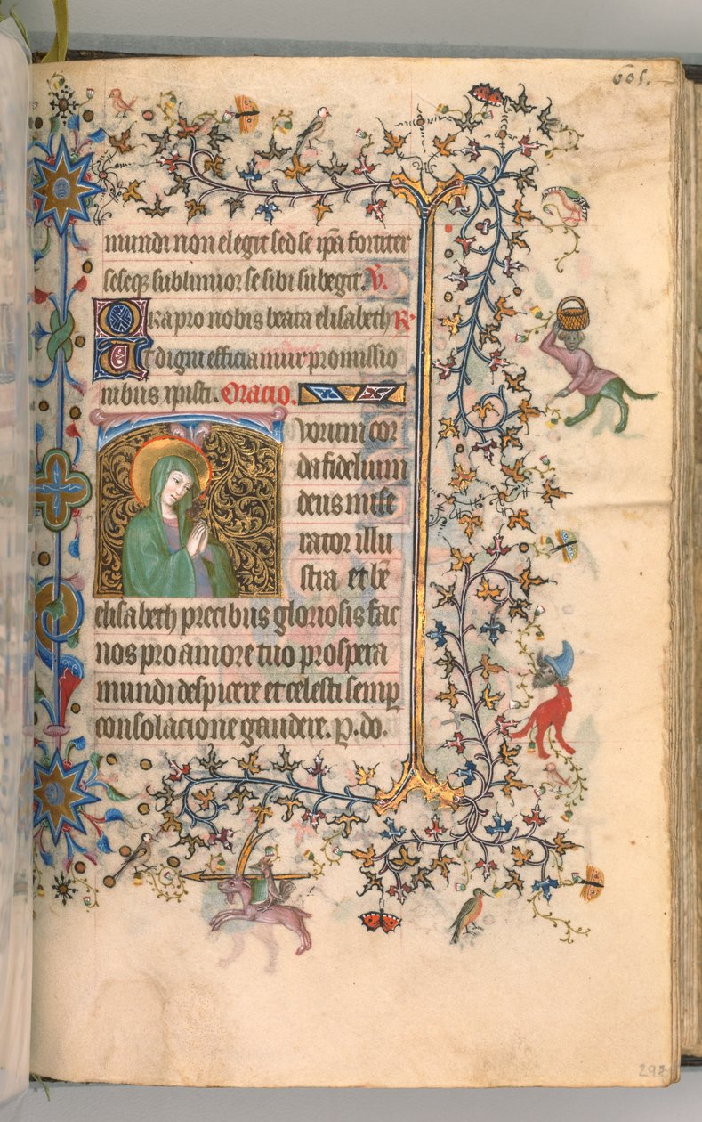 Horas de Carlos Nobre, rei de Navarra 1361-1425, fol. 297r, St. Elizabeth, c. 1405 de Master of the Brussels Initials and Associates
