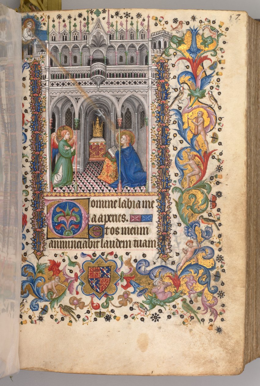 Horas de Carlos Nobre, rei de Navarra 1361-1425: fol. 29r, The Annunciation Matins, c. 1405 de Master of the Brussels Initials and Associates