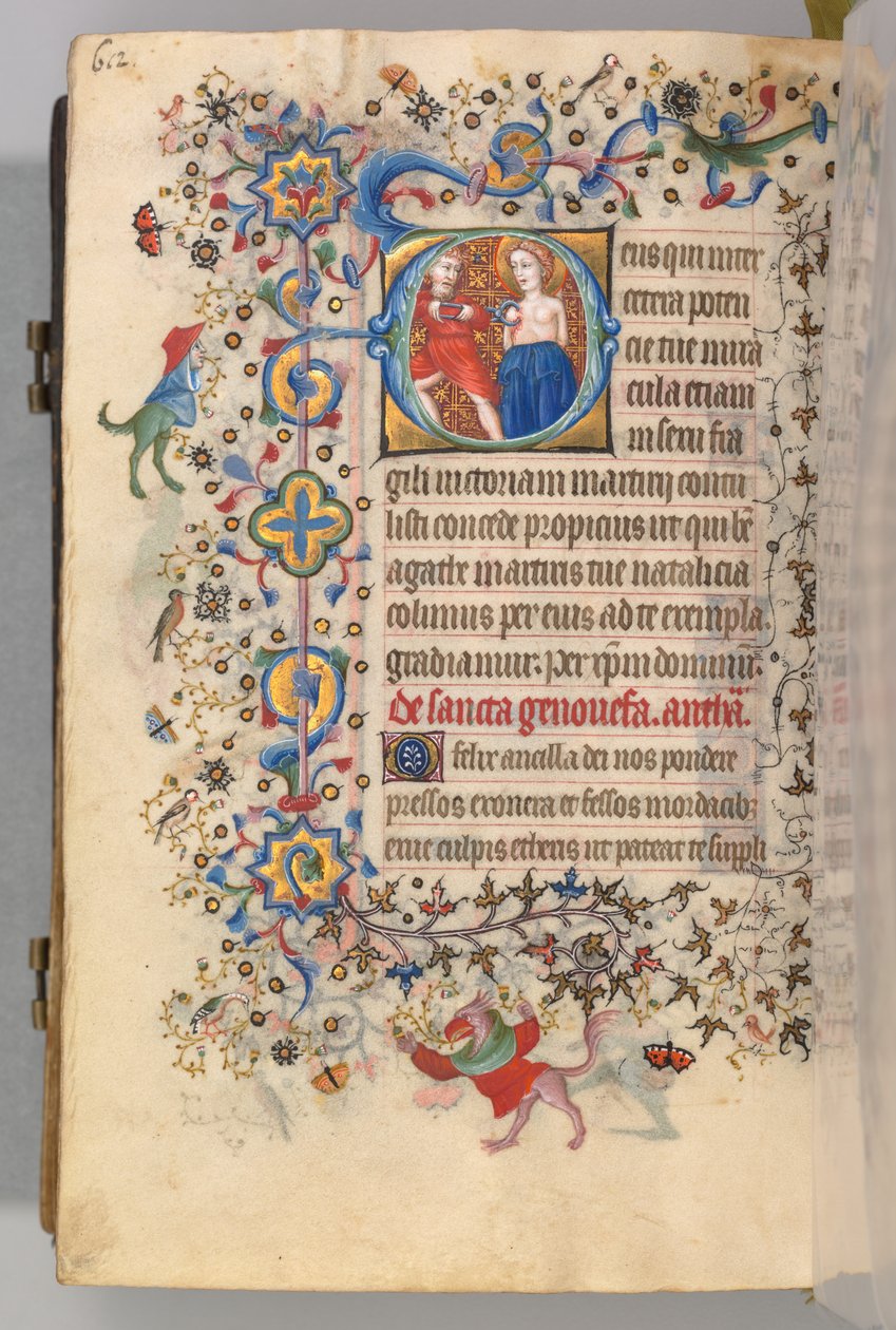 Horas de Carlos Nobre, rei de Navarra 1361-1425, fol. 300v, St. Agatha, c. 1405 de Master of the Brussels Initials and Associates