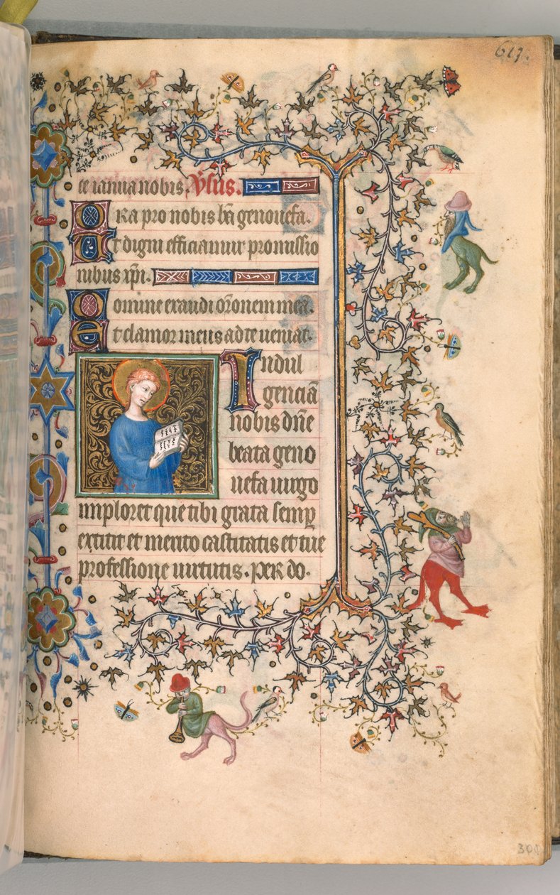 Horas de Carlos Nobre, rei de Navarra 1361-1425, fol. 301r, St. Geneviève, c. 1405 de Master of the Brussels Initials and Associates