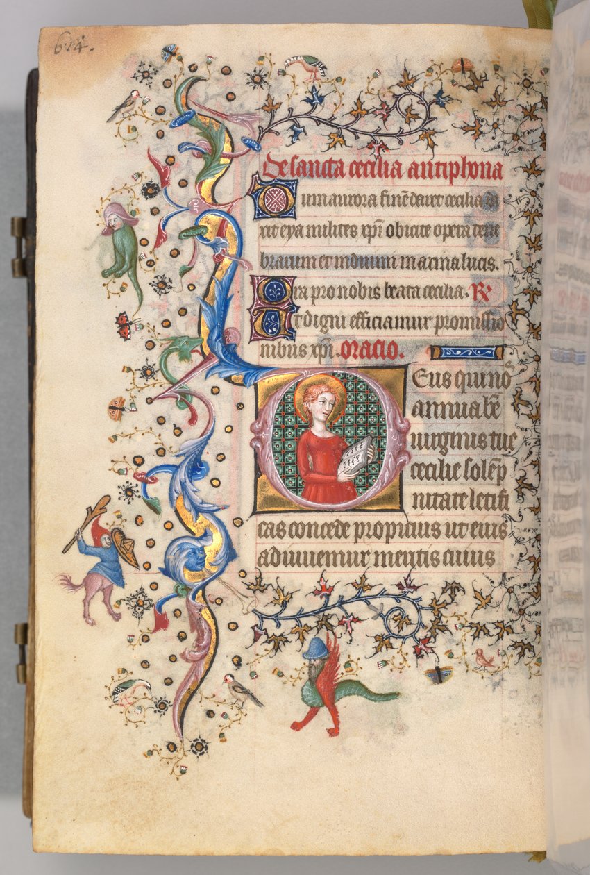 Horas de Carlos Nobre, rei de Navarra 1361-1425, fol. 301v, Santa Cecília, c. 1405 de Master of the Brussels Initials and Associates