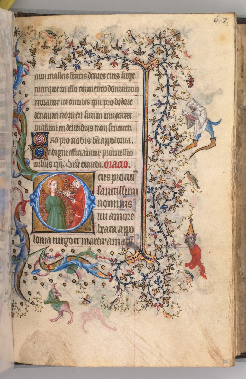 Horas de Carlos Nobre, rei de Navarra 1361-1425, fol. 303r, St. Apollonia, c. 1405 de Master of the Brussels Initials and Associates