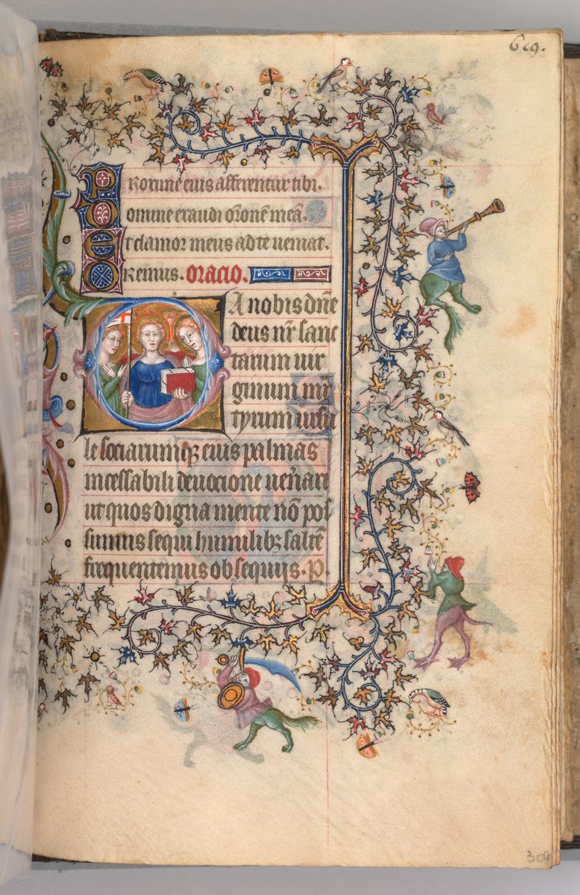 Horas de Carlos Nobre, rei de Navarra 1361-1425, fol. 303r, The Virgin Martyrs, c. 1405 de Master of the Brussels Initials and Associates