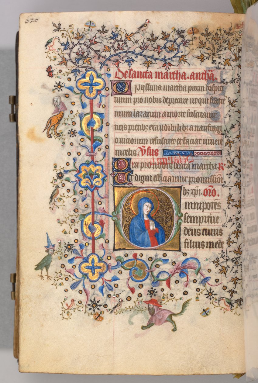 Horas de Carlos Nobre, rei de Navarra 1361-1425, fol. 304v, St. Martha, c. 1405 de Master of the Brussels Initials and Associates