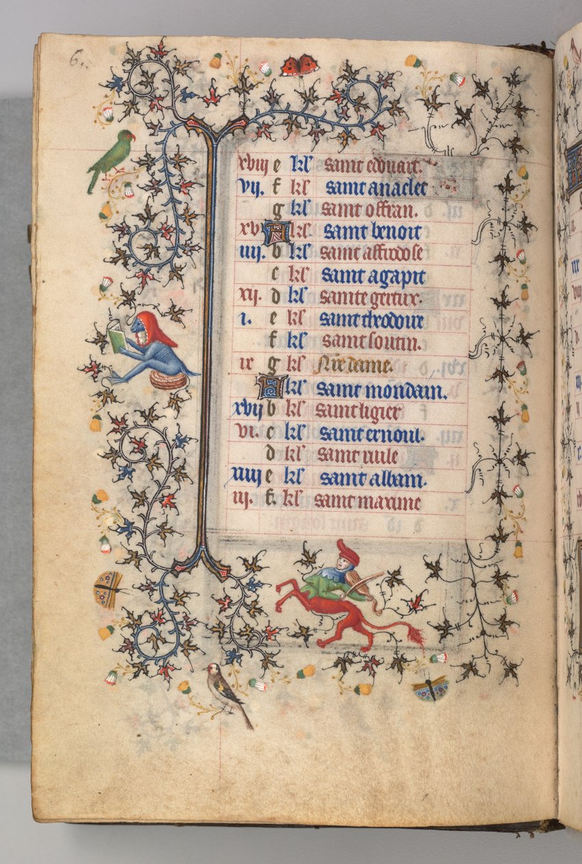 Horas de Carlos Nobre, rei de Navarra 1361-1425: fol. 3v, março, c. 1405 de Master of the Brussels Initials and Associates