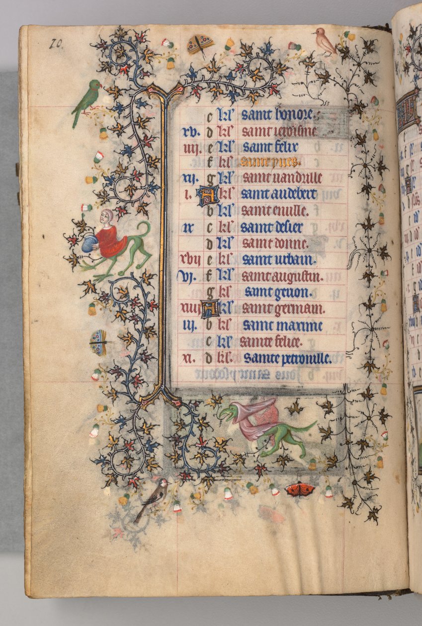 Horas de Carlos Nobre, rei de Navarra 1361-1425: fol. 5v, maio, c. 1405 de Master of the Brussels Initials and Associates