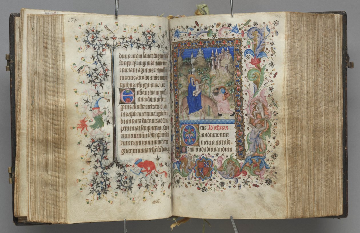 Horas de Carlos Nobre, rei de Navarra 1361-1425: fol. 87v, texto, c. 1405 de Master of the Brussels Initials and Associates