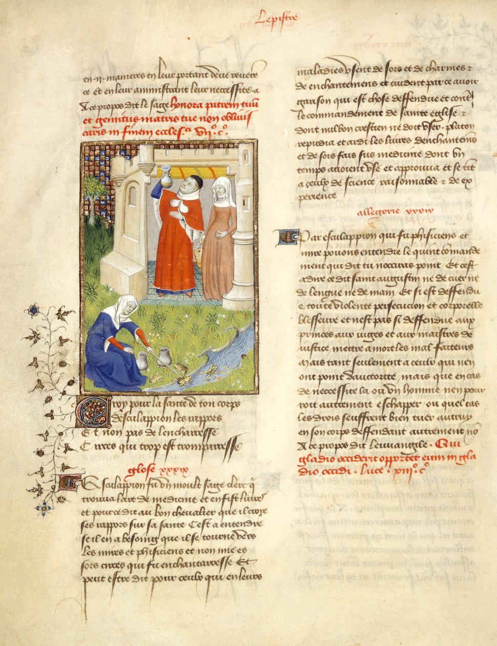 Harley 4431 f.113v, Aesculapius e Circe, ilustração de 