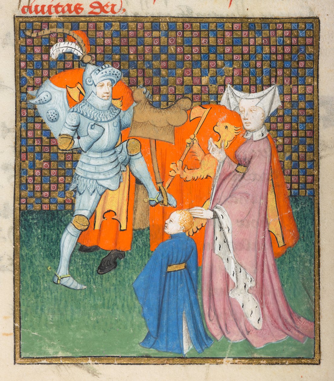 Harley 4431, f.135v Detalhe de Heitor e Andrômaca, de 