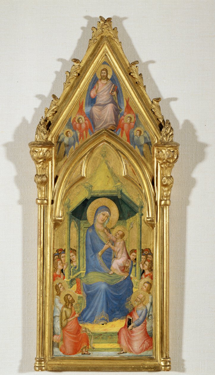 Madona num trono entre dois anjos, São João Batista e São Pedro (pintura sobre madeira) de Master of the Codex of Saint George