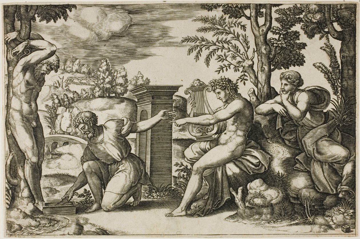 Apolo e Marsias de Master of the Die