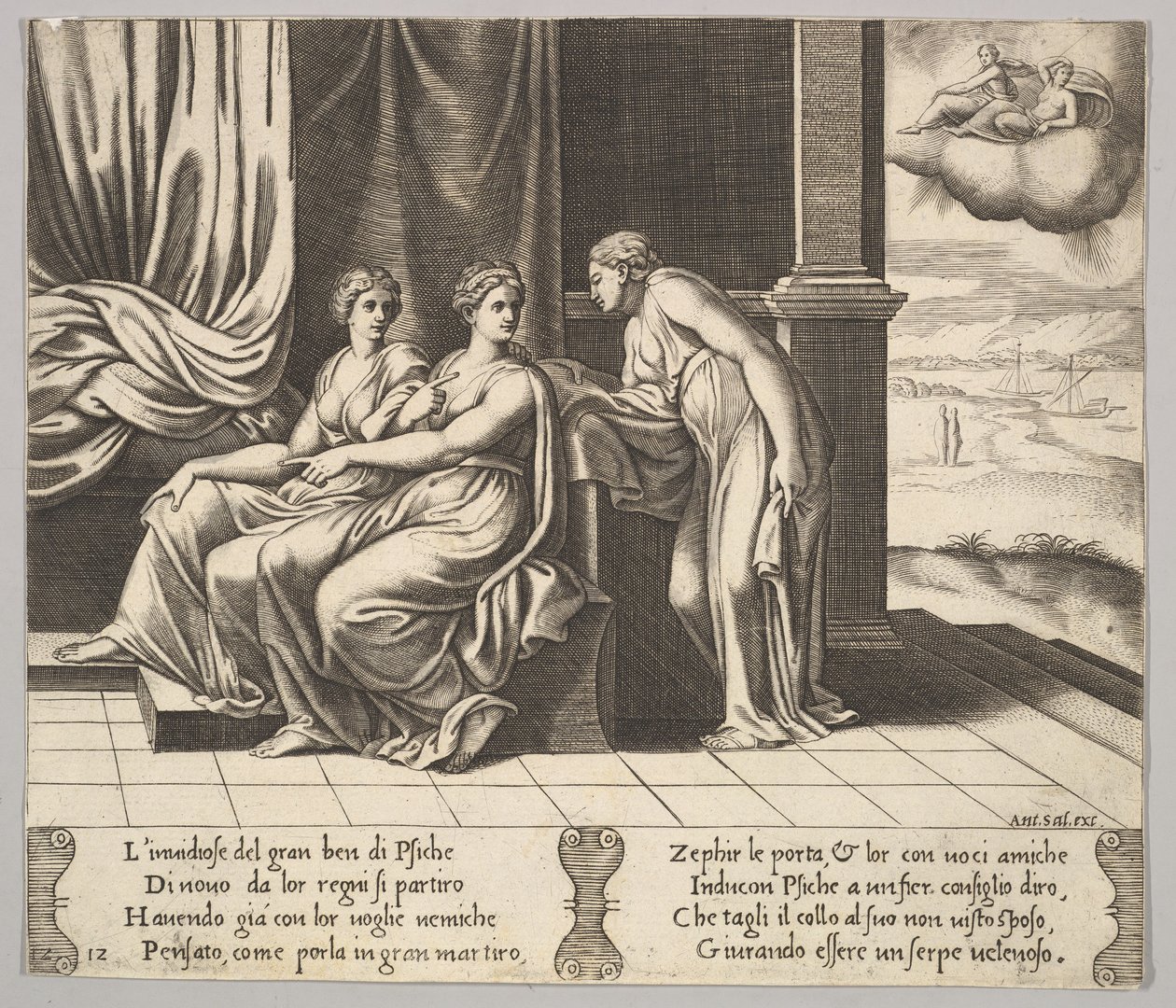 Placa 12: As irmãs da Psyche convencem-na que uma serpente dorme com ela, de 