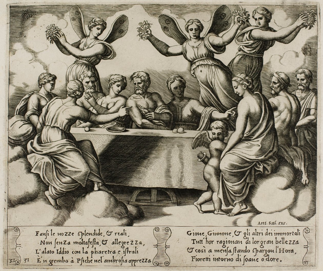 Os deuses celebrando o casamento de Psique e Cupido de Master of the Die