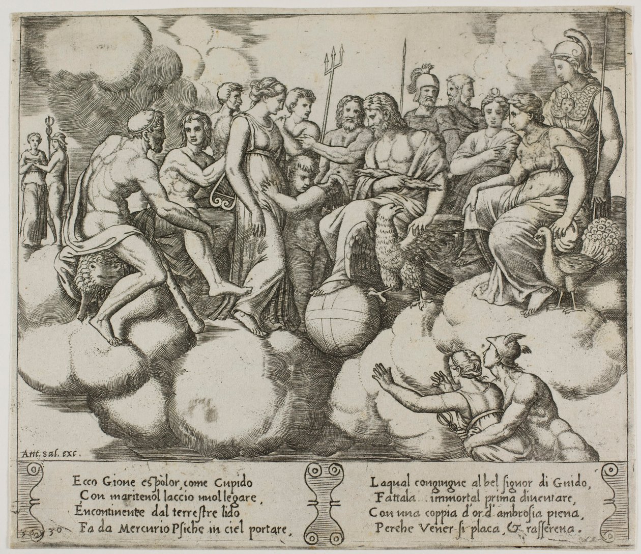 Vênus e Cupido pleiteando sua causa na presença de Júpiter e outros deuses de Master of the Die