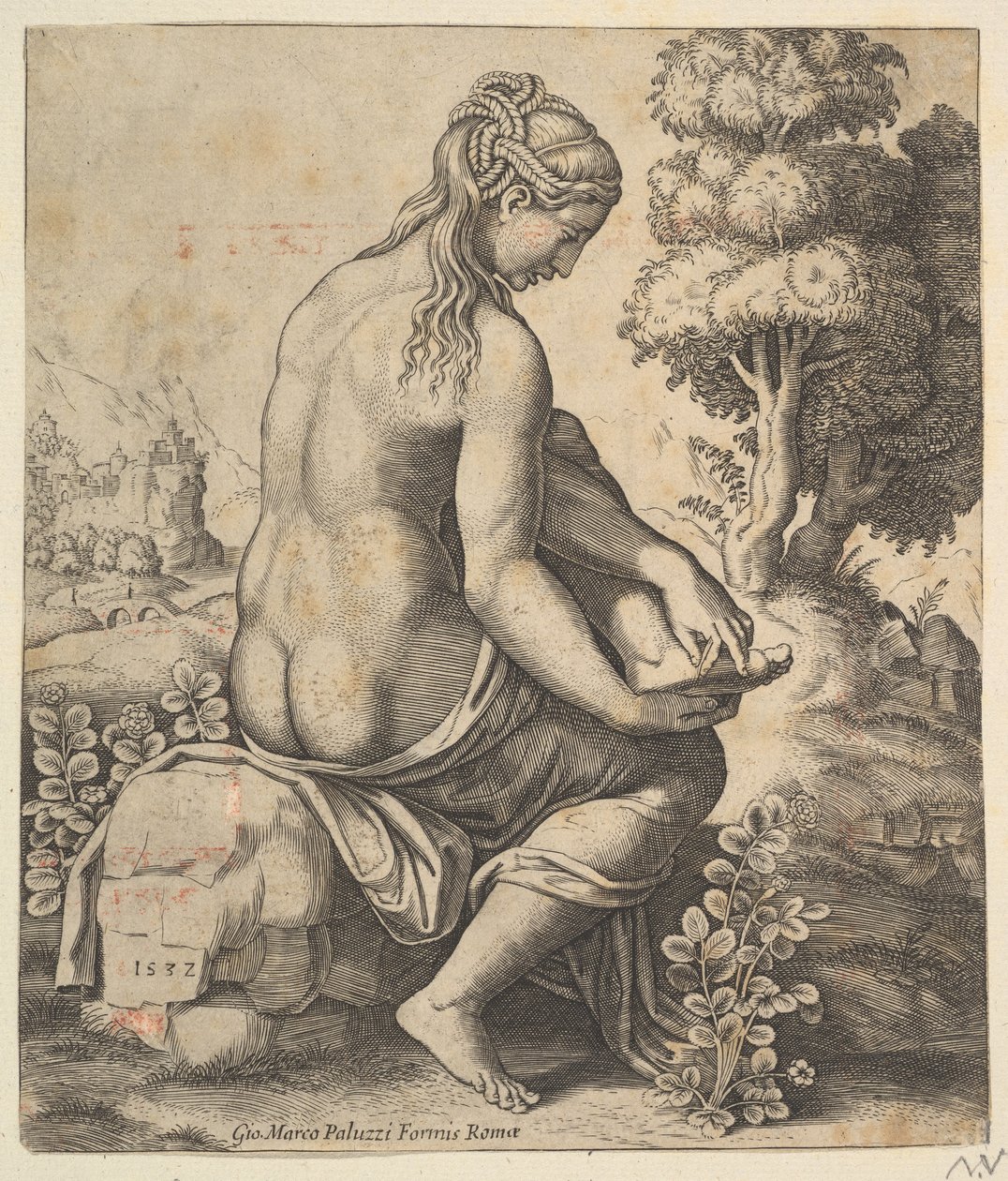 Vénus a tirar um espinho do pé, 1532. de Master of the Die