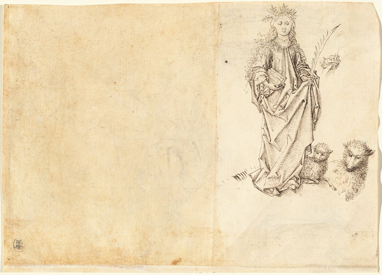Santa Inês (verso) de Master of the Drapery Studies after Martin Schongauer