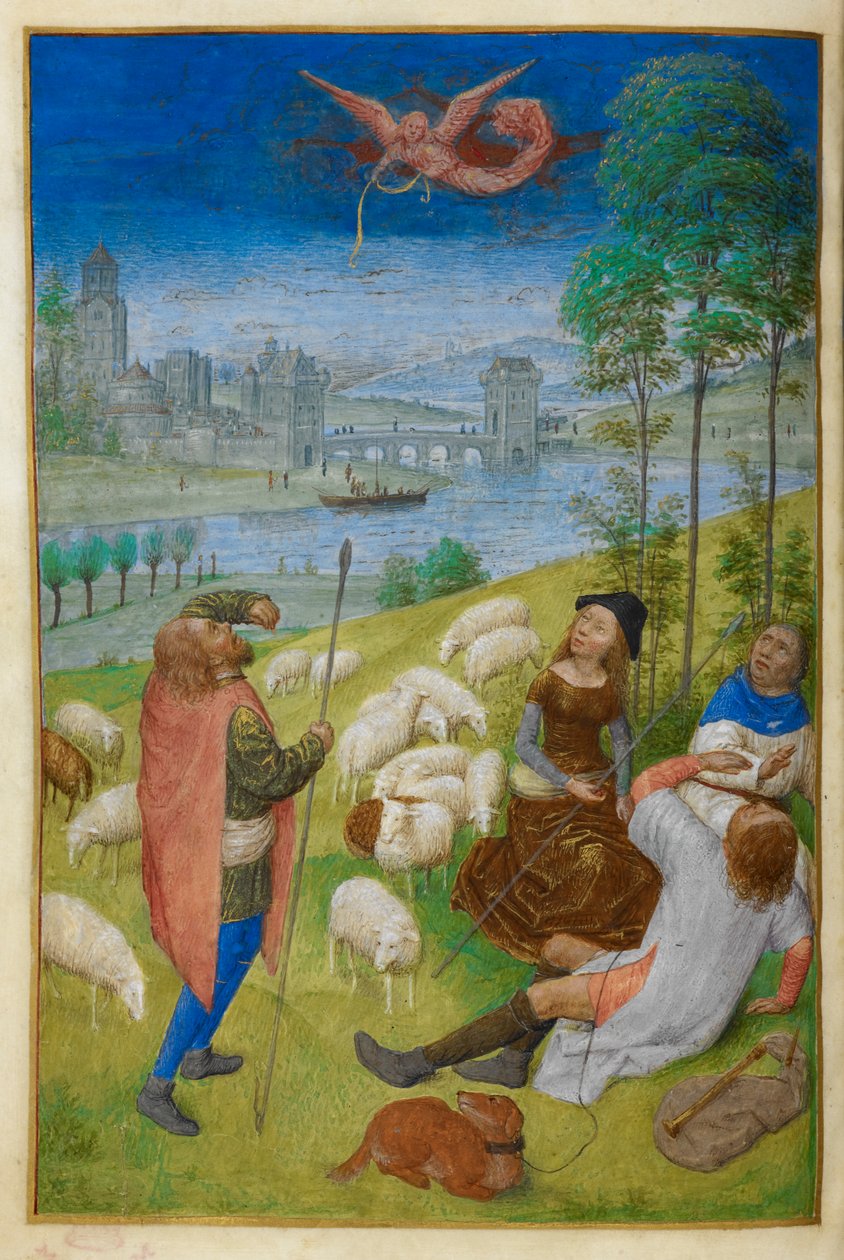 A Anunciação aos Pastores. de Master of the Dresden Prayer Books