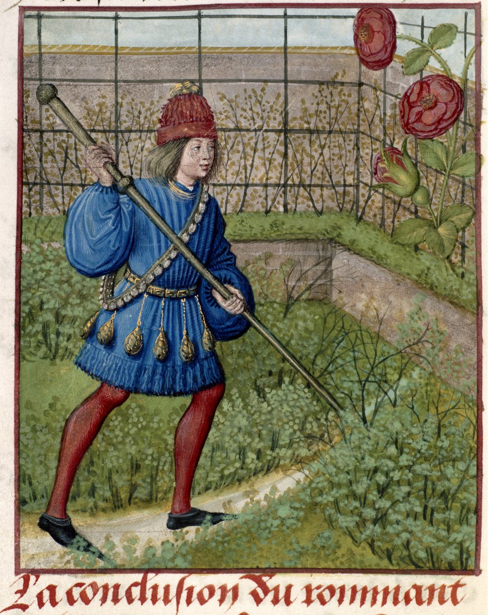 O Amante, no jardim, cuida da Rosa. de Master of the Dresden Prayer Books
