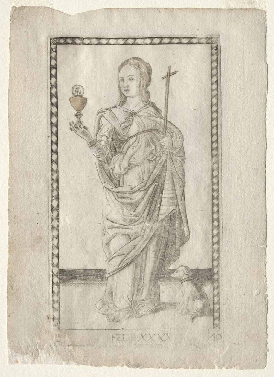 Fé do Tarocchi, série B: Princípios e Virtudes Cósmicas, nº 40, antes de 1467. de Master of the E Series Tarocchi