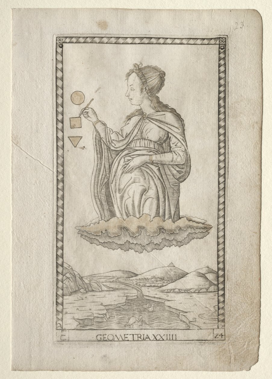 Geometria do Tarocchi, série C: Liberal Arts,  24, antes de 1467. de Master of the E Series Tarocchi