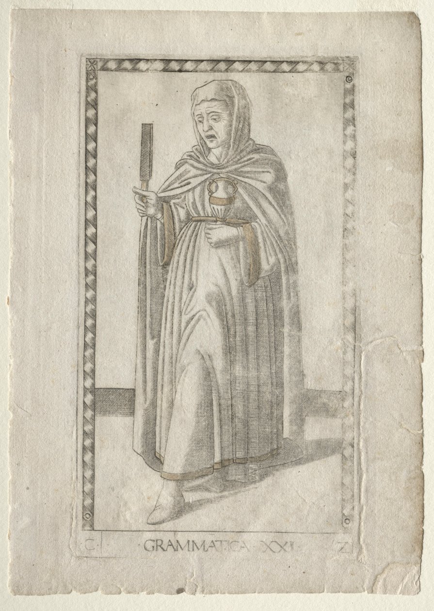 Gramática do Tarocchi, série C: Liberal Arts,  21, antes de 1467. de Master of the E Series Tarocchi