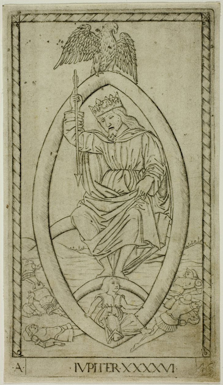 Júpiter, placa 46 de Planetas e Esferas de Master of the E Series Tarocchi