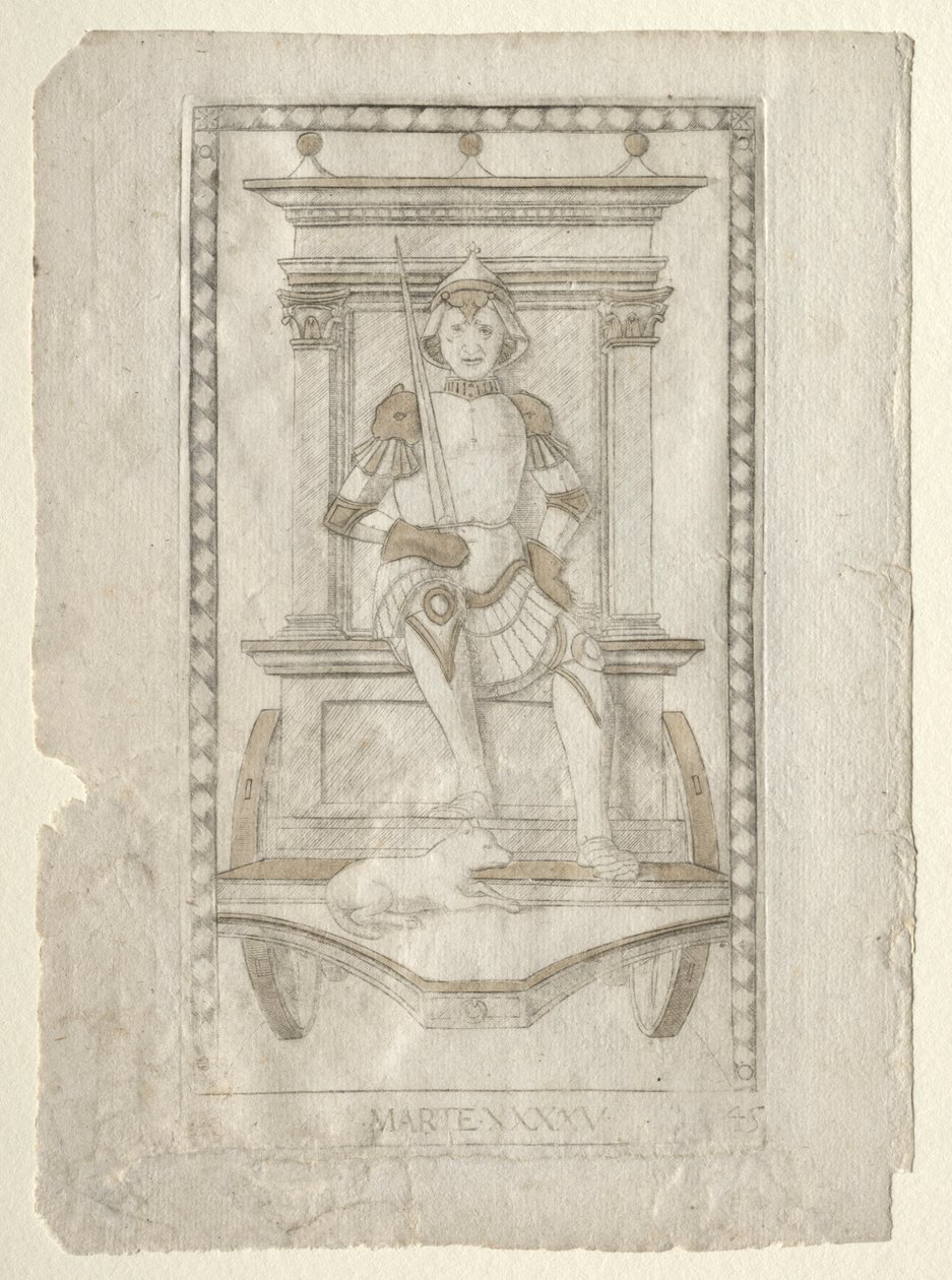 Marte do Tarocchi, série A: Firmamentos do Universo, nº 45, antes de 1467. de Master of the E Series Tarocchi