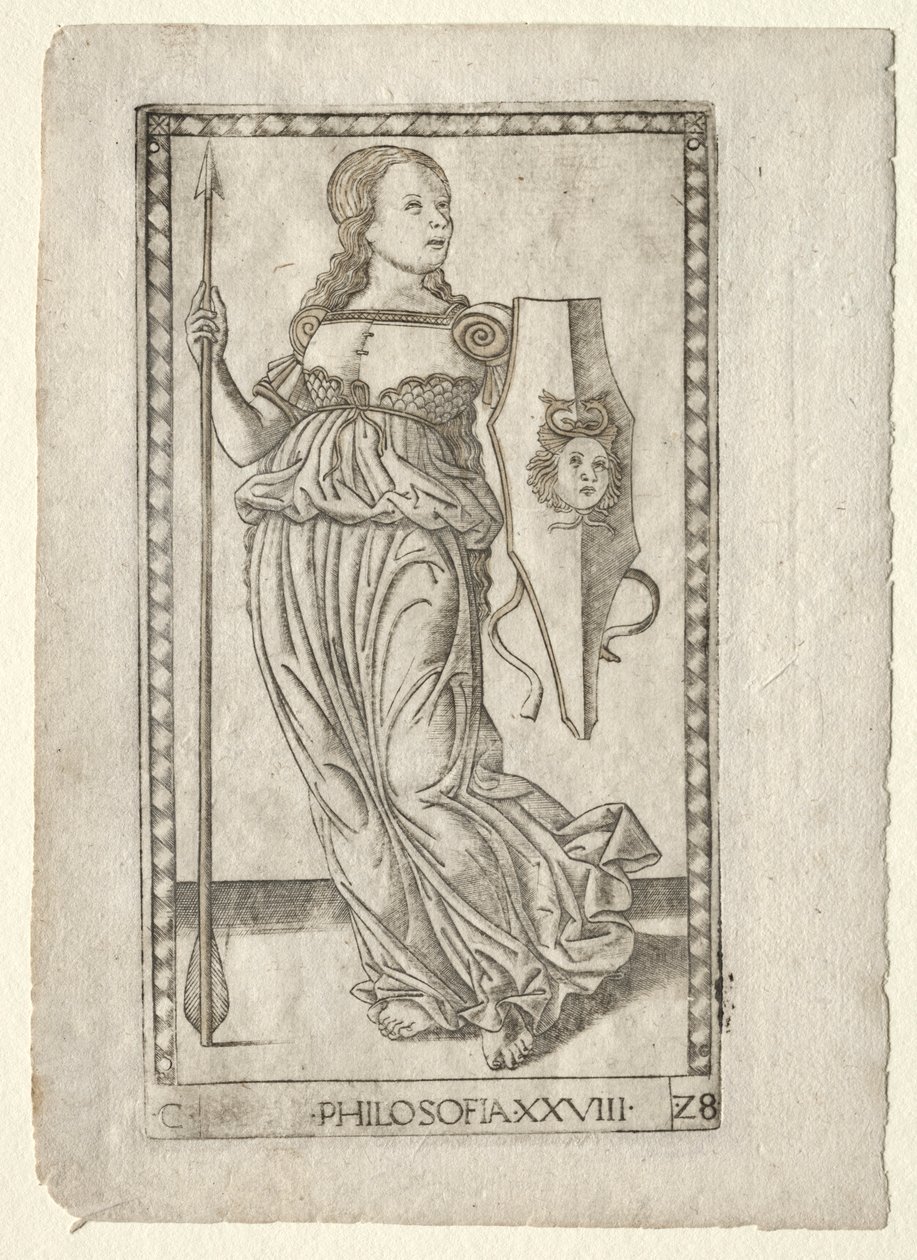 Filosofia do Tarocchi, série C: Liberal Arts,  28, antes de 1467. de Master of the E Series Tarocchi